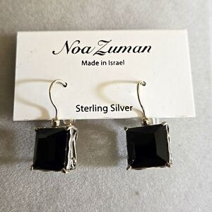 Noa Zuman Sterling Silver with Black Gemstone Earrings
